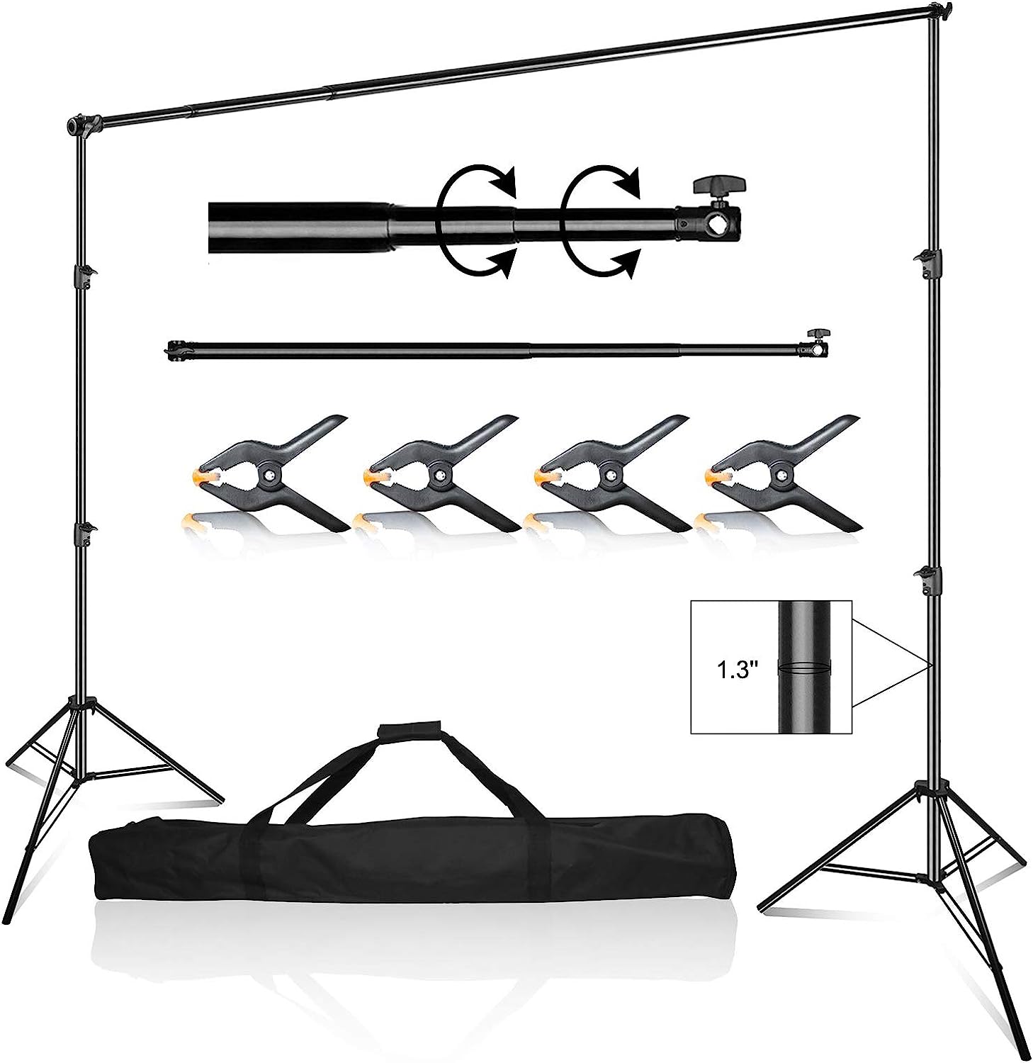Emart Photo Video Studio 8.5 x 10ft Green Screen Backdrop Stand Kit, Photography Background Support System with 10 x12ft 100% Cotton Muslin