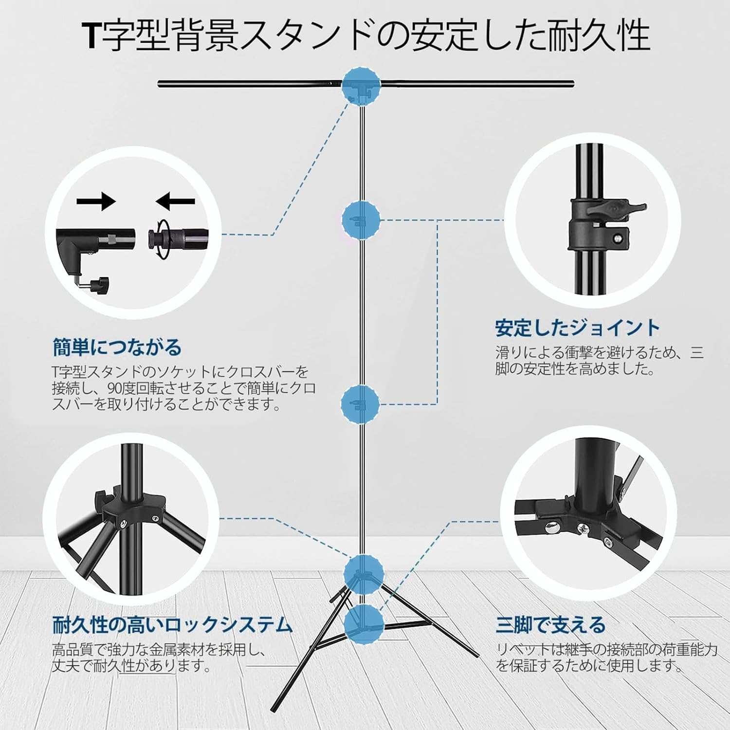 EMART T字背景スタンド バナースタンド 90x200cm 150x260cm 撮影スタンド グリーンバックスタンド 高さ調整可能 設置簡単  撮影用背景、写真スタジオ、生放送、web会議、ビデオ通信、動画などに適用 背景、クロマキー合成、ビデオ撮影など幅広く応用