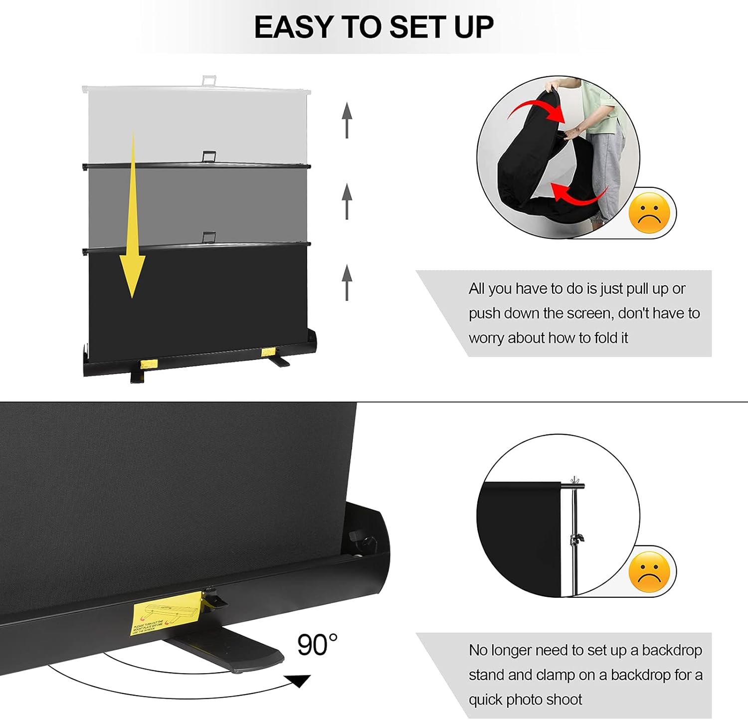 EMART Collapsible Chromakey Panel, 2-in-1 Black White Screen Backdrop