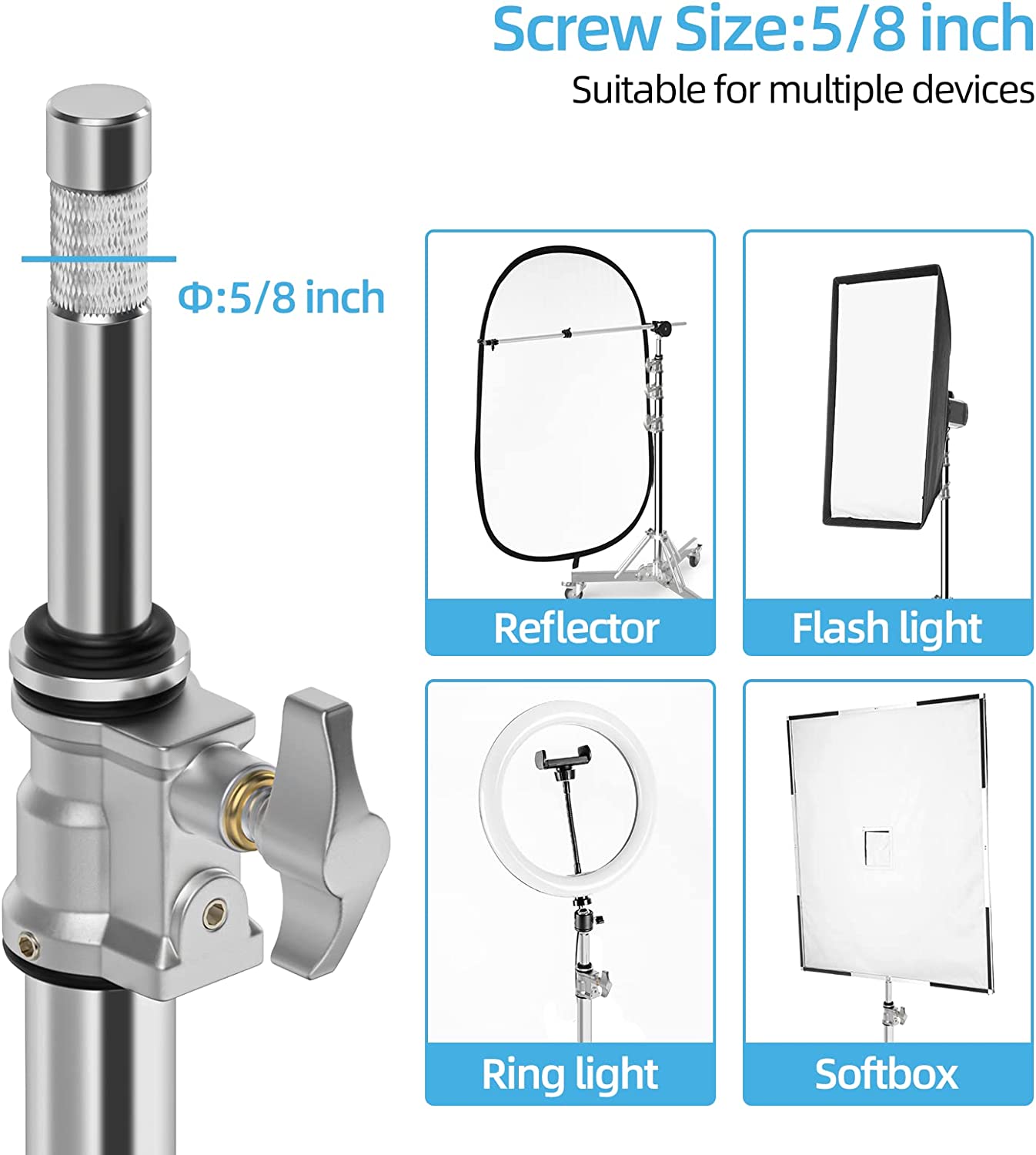 Heavy Duty Light Stand Photography store Stand Spring Cushioned Light Stand 5’ Photogr