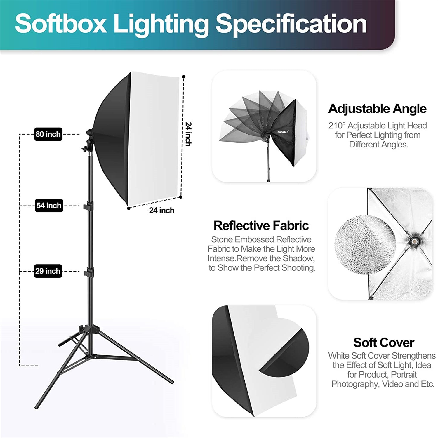 EMART Back Drop Studio & Lighting outlet Kit